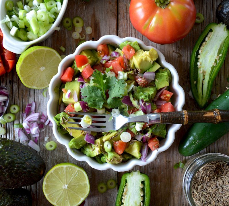 vegetable salad on bowl flat lay photography